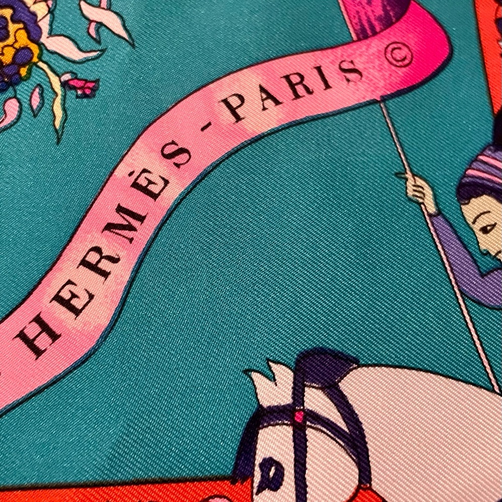 RARE Vintage (90s)Hermes Silk Twill “Fantaisies Indiennes" by Loïc Dubigeon … - Picture 3 of 10